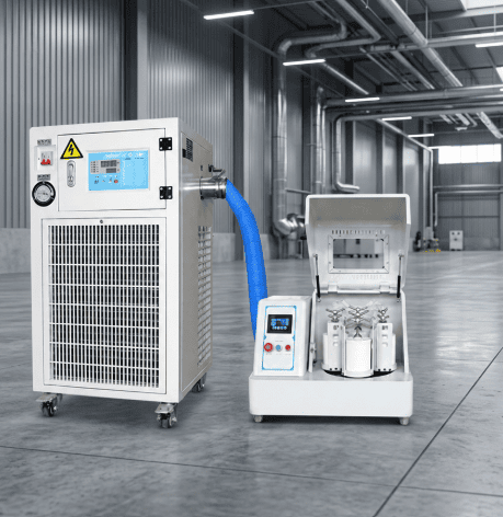 Temperature Controlled Planetary Ball Mill Vertical Square Milling Machine Cooling System Laboratory Powder Processing