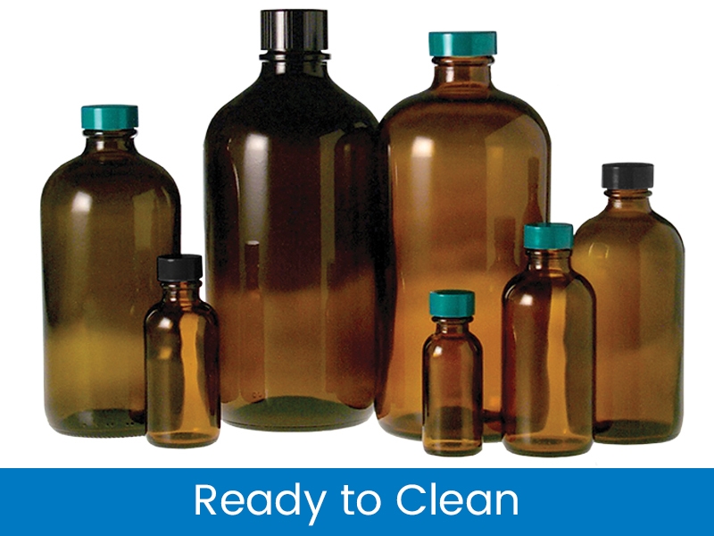 Boston Round Bottles - Amber, Ready To Clean